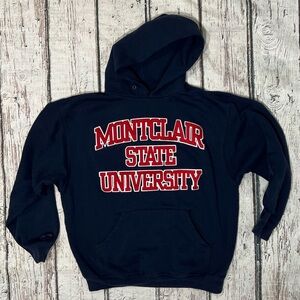 Montclair State University Blue Stitched Hoodie Medium Sweatshirt Collegiate